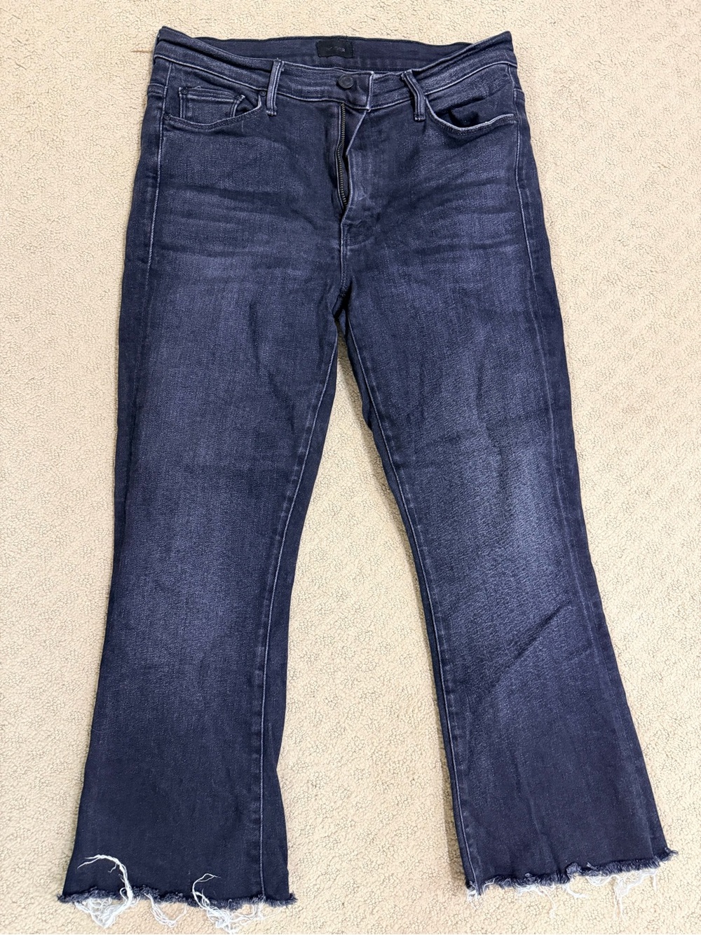 MOTHER Indigo Flare Raw Hem Jeans